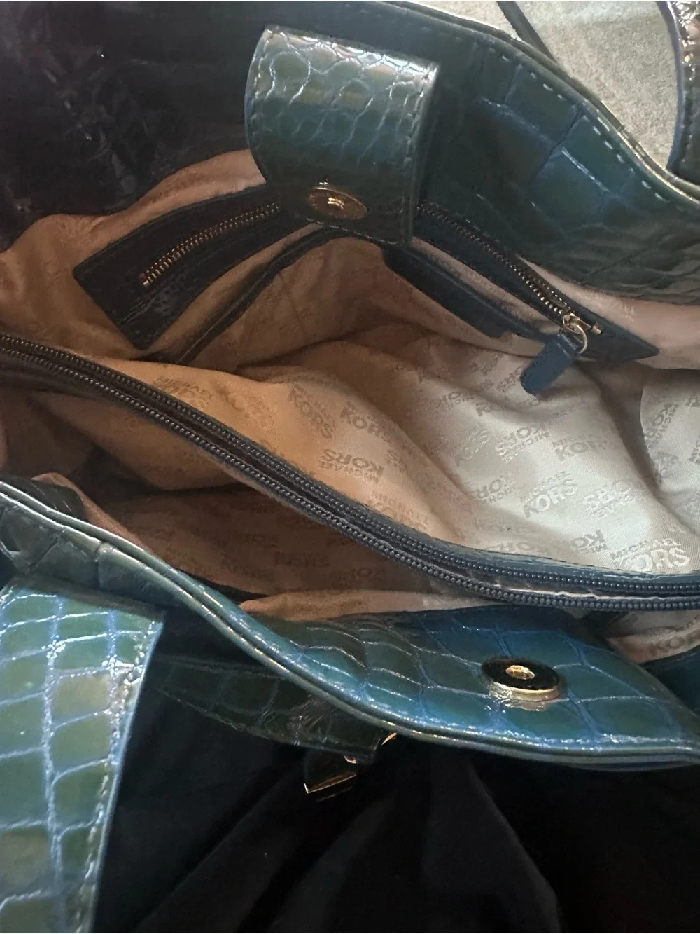 MICHAEL Michael Kors Beverly Satchel Croc-Embossed Patent